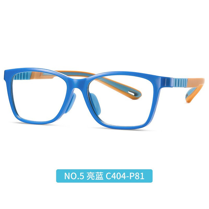 Children's Unisex Full Rim TR Silica Gel Titanium Frame Eyeglasses Trzc812 Full Rim Bclear Bright Blue  