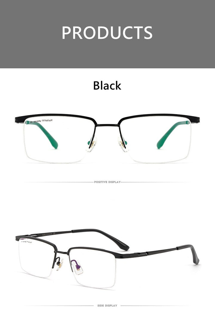 Yimaruili Men's Semi Rim Titanium Frame Eyeglasses 2028 Semi Rim Yimaruili Eyeglasses   
