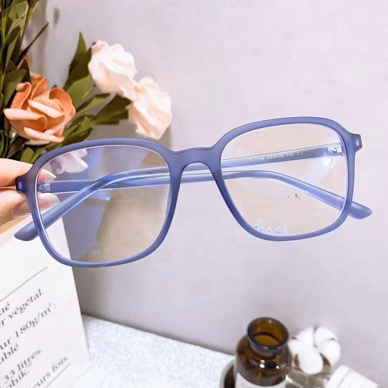 Women's Square TR90 Resin Full Rim Titanium Frame Eyeglasses 1734 Full Rim Bclear C 4  