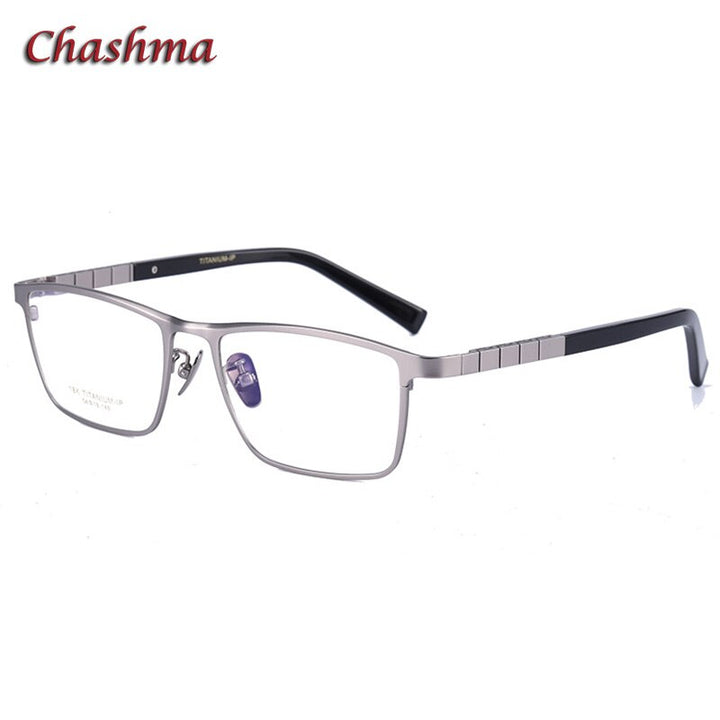 Chashma Ochki Men's Full Rim Square Titanium Eyeglasses 91067 Full Rim Chashma Ochki Matte Gray  