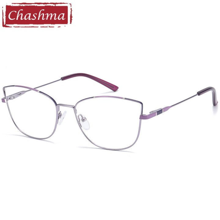Women's Cat Eye Full Rim Alloy Frame Ultra Light Eyeglasses 4121 Full Rim Chashma Purple  