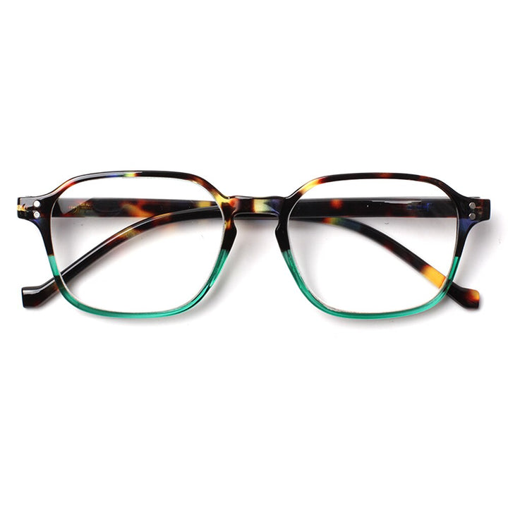 Henotin Eyeglasses Unisex Stylish Rectangular Reading Glasses Spring Hinge Diopter 0 To 1.50 Reading Glasses Henotin 0 green1 