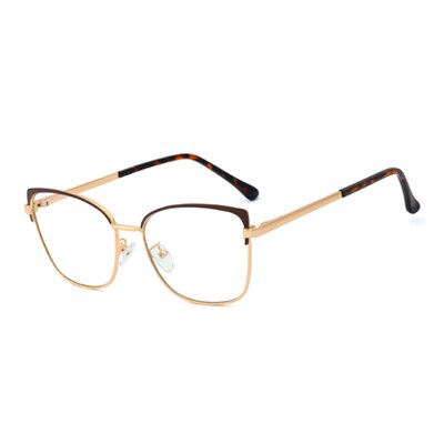 Ralferty Women's Full Rim Square Cat Eye Alloy Eyeglasses F95700 Full Rim Ralferty C13 Brown  