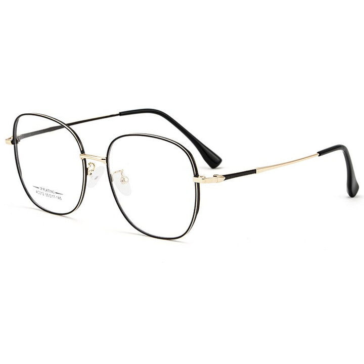 KatKani  Unisex Full Rim Square IP Plated Titanium Alloy Frame Eyeglasses Ac012 Full Rim KatKani Eyeglasses Black Rose Gold  