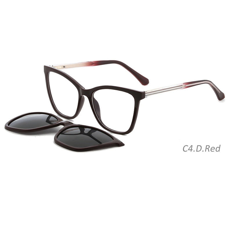 Kansept Unisex Full Rim Square Acetate Titanium Frame Eyeglasses Magnetic Polarized Clip On Sunglasses Fn3006 Clip On Sunglasses Kansept FN3006C4  