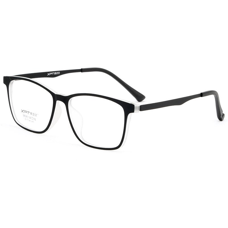KatKani Men's Full Rim TR 90 Resin β Titanium Frame Eyeglasses K9828 Full Rim KatKani Eyeglasses Black Transparent  