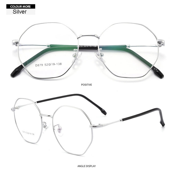 Hotony Unisex Full Rim Polygon Alloy Frame Spring Hinge Eyeglasses D879 Full Rim Hotony   