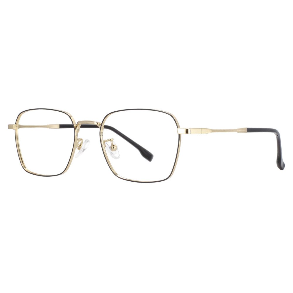 CCSpace Unisex Full Rim Square Stainless Steel Frame Eyeglasses 53836 Full Rim CCspace Gold  