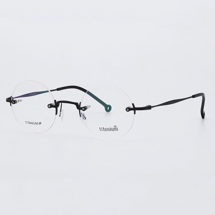 Aissuarvey Rimless Oval Titanium Frame Eyeglasses Unisex Rimless Aissuarvey Eyeglasses black  