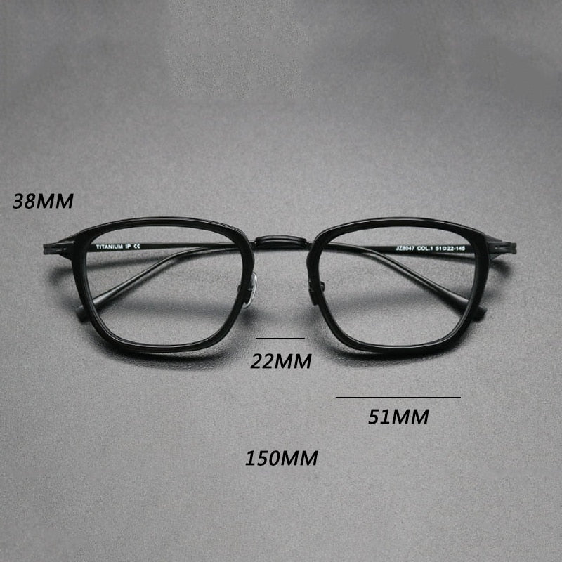 Gatenac Unisex Full Rim Square Acetate Titanium Frame Eyeglasses Gxyj548 Full Rim Gatenac   