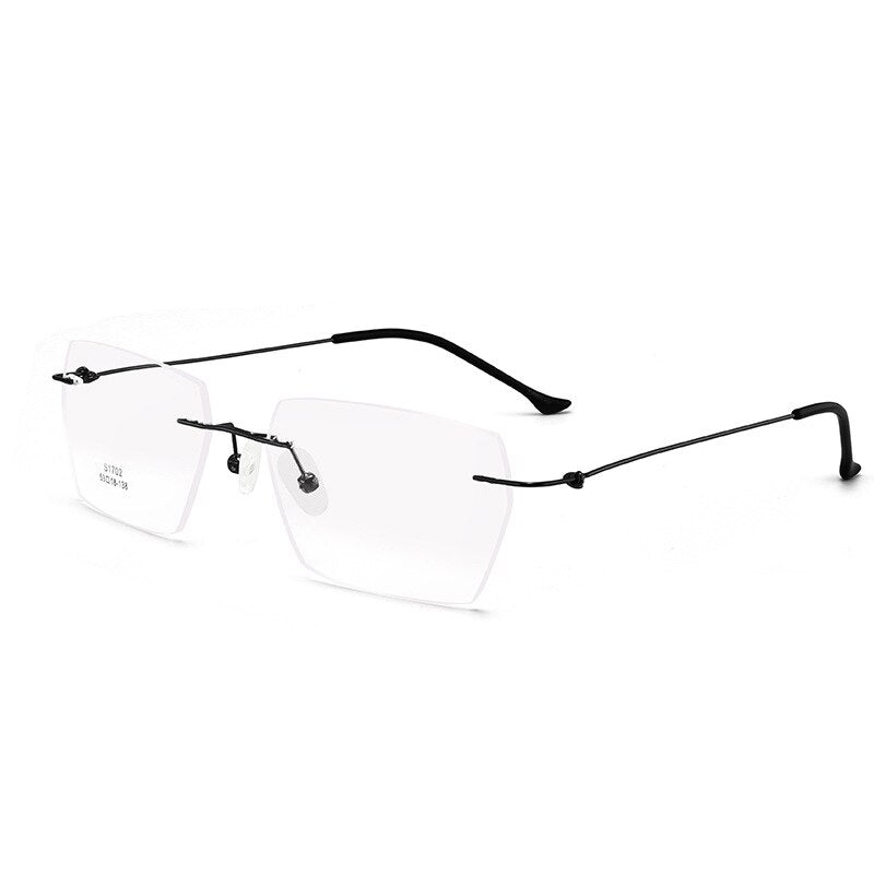 Unisex Rimless Polygon Titanium Alloy Frame Eyeglasses Customizable Lenses Zt1702 Rimless Bclear black  