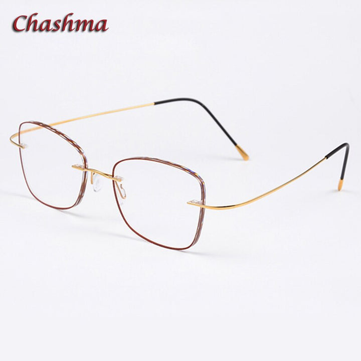 Chashma Ochki Unisex Rimless Square Titanium Eyeglasses Slfj160162 Rimless Chashma Ochki Gold Transparent  