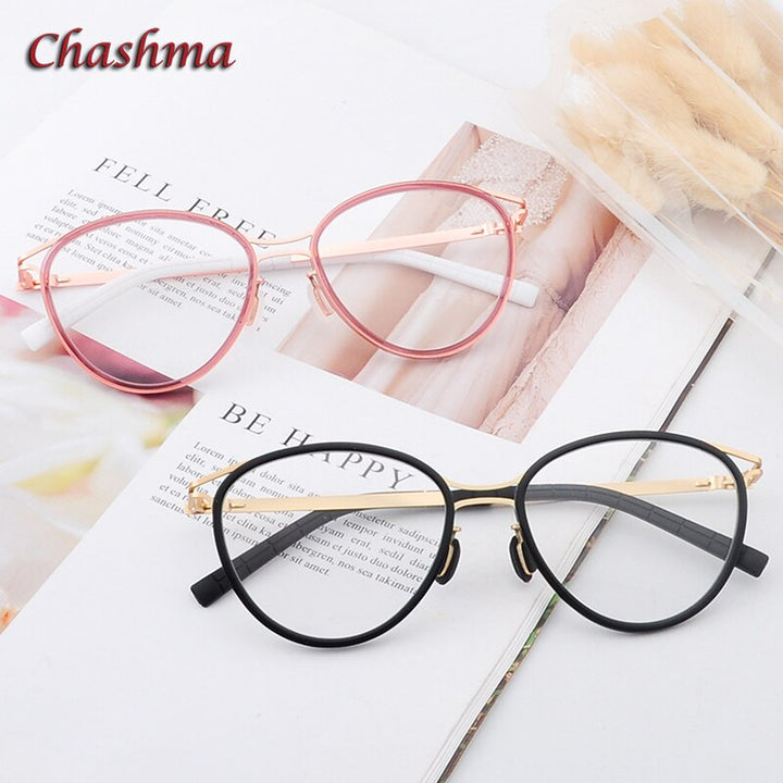 Chashma Ochki Unisex Full Rim Round Acetate Alloy Eyeglasses 8903 Full Rim Chashma Ochki   