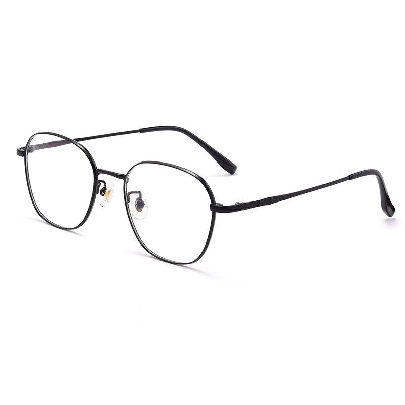 KatKani Unisex Full Rim Round β Titanium Alloy Square Frame Eyeglasses 0253308 Full Rim KatKani Eyeglasses Black  