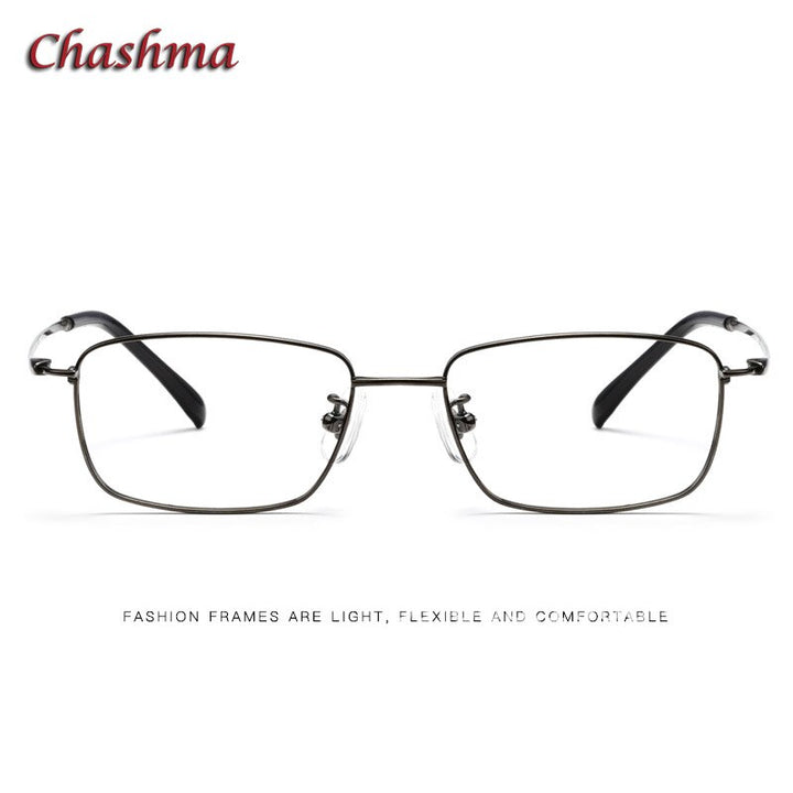 Chashma Ochki Unisex Full Rim Small Square Titanium Eyeglasses 85741 Full Rim Chashma Ochki   