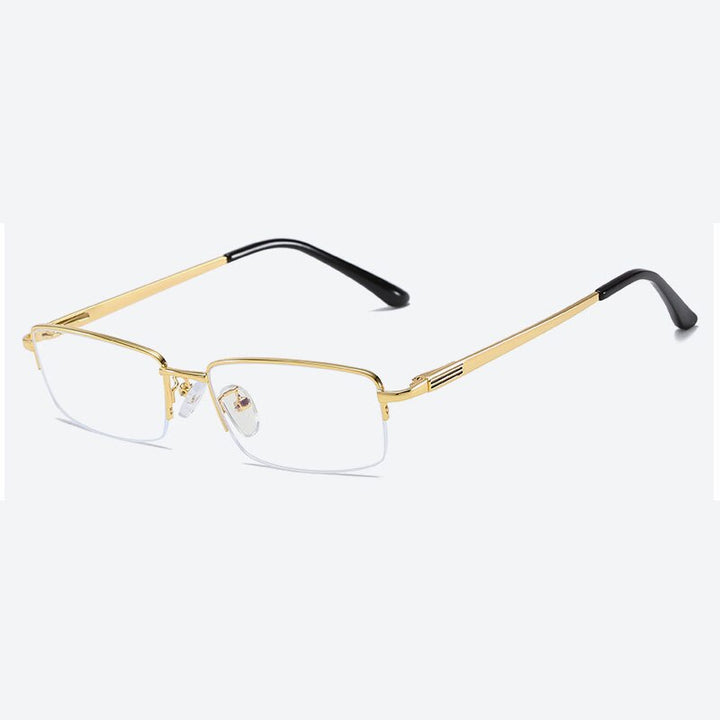 Handoer Unisex Semi Rim Rectangle Alloy Eyeglasses Semi Rim Handoer Gold  