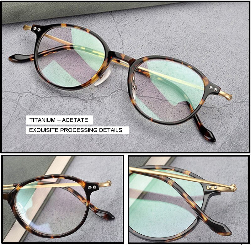 Aissuarvey Unisex Round Full Rim Acetate Titanium Frame Eyeglasses As190001 Full Rim Aissuarvey Eyeglasses   