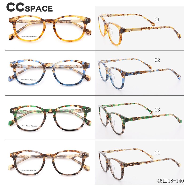 CCSpace Women's Full Rim Round Acetate Frame Eyeglasses 49526 Full Rim CCspace   