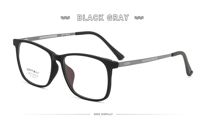Hotony Unisex Full Rim Square TR 90 Resin B Titanium Frame Eyeglasses 9825 Full Rim Hotony   