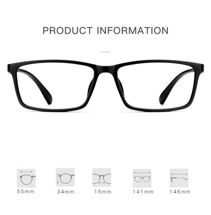 Yimaruili Men's Full Rim Square Frame Resin Eyeglasses D114 Full Rim Yimaruili Eyeglasses   