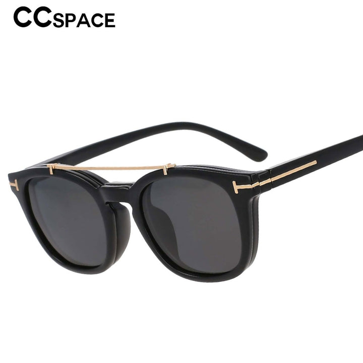 CCSpace Unisex Full Rim Square Tr 90 Titanium Frame Eyeglasses Double Bridge Clip On Sunglasses 53375 Clip On Sunglasses CCspace   