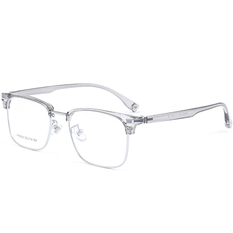 Yimaruili Men's Full Rim Square Electroplated Alloy Frame Eyeglasses 8534YF Full Rim Yimaruili Eyeglasses Transparent Gray  