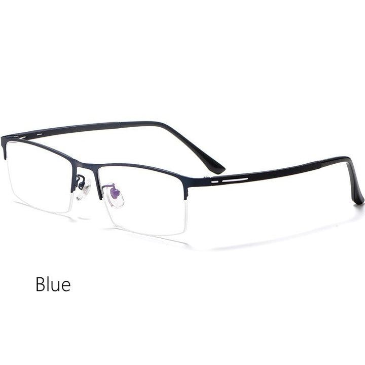 Yimaruili Unisex Semi Rim Titanium Alloy Frame Eyeglasses P9916 Semi Rim Yimaruili Eyeglasses Blue China 