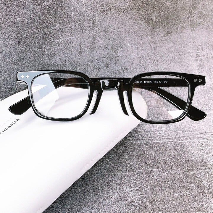 Muzz Men's Full Rim Square Handcrafted Acetate Frame Eyeglasses S98215 Full Rim Muzz Black  
