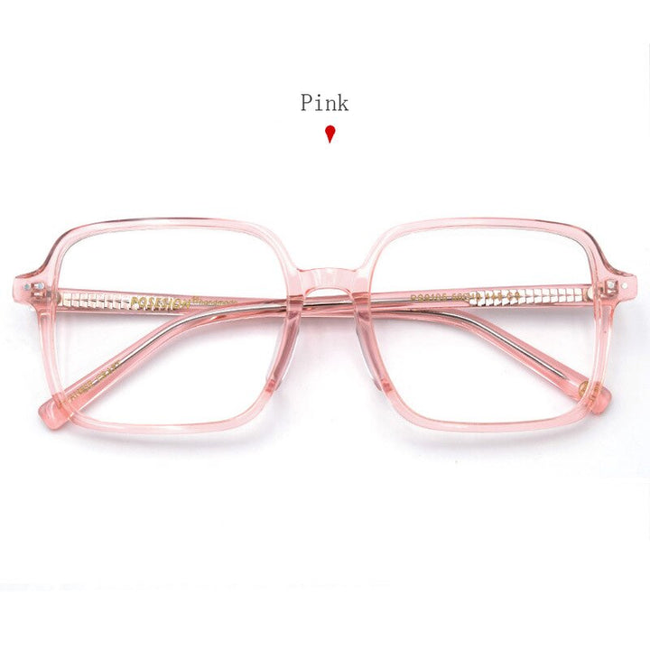 Hdcrafter Women's Full Rim Oversized Square Acetate Frame Eyeglasses Ps9105 Full Rim Hdcrafter Eyeglasses Pink  