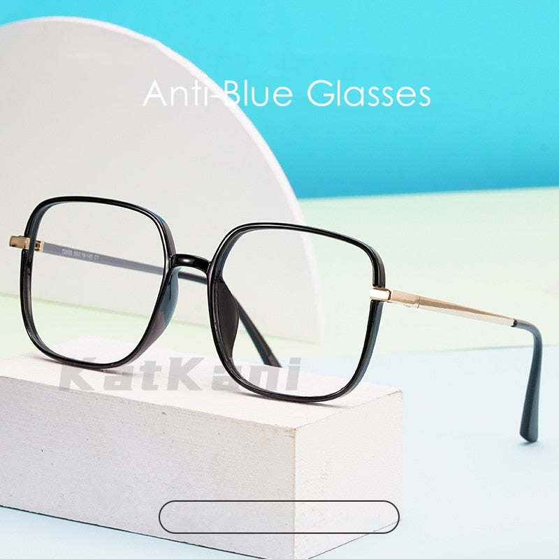 KatKani Unisex Full Rim Square TR 90 Acrylic Frame Anti Blue Light Eyeglasses T2055 Full Rim KatKani Eyeglasses   