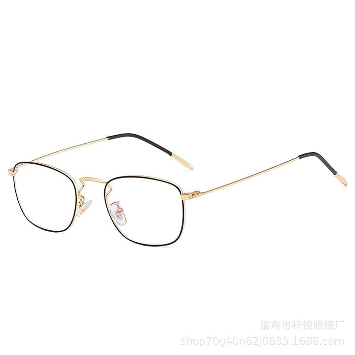 Hotony Unisex Full Rim Rectangle Alloy Eyeglasses Zy9951 Full Rim Hotony BLACK GOLD  