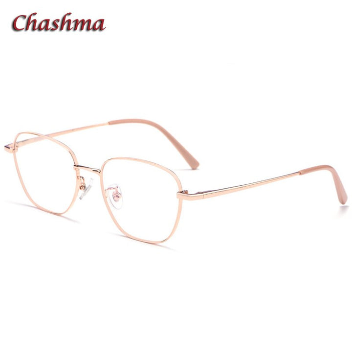 Chashma Ochki Unisex Full Rim Irregular Square Titanium Eyeglasses 9026 Full Rim Chashma Ochki Rose Gold  