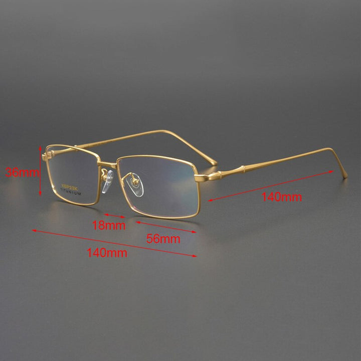 Cubojue Men's Full Rim Square 23k Gold/Titanium Reading Glasses Kgp23k Reading Glasses Cubojue   