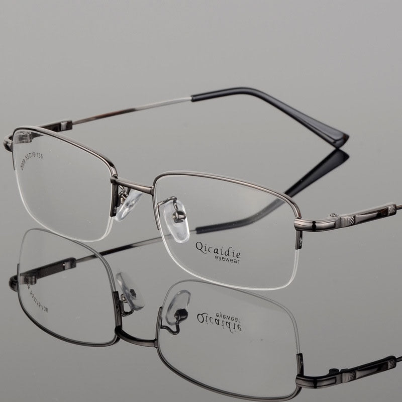 Men's Half Rim Memory Alloy Frame Eyeglasses 2008 Semi Rim Bclear gray  