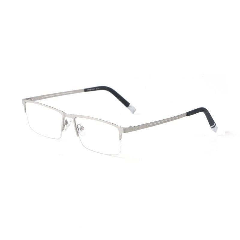 Yimaruili Unisex Semi Rim Alloy Frame Eyeglasses P8825 Semi Rim Yimaruili Eyeglasses Silver  