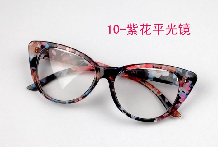CCspace Unisex Full Rim Cat Eye Tr 90 Titanium Frame Eyeglasses 49197 Full Rim CCspace C10 flower  