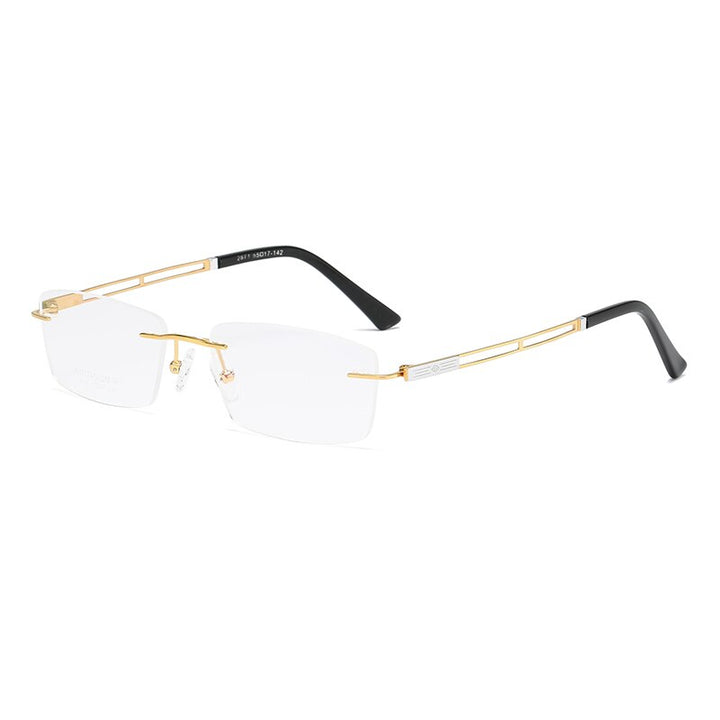 Zirosat 2871 Unisex Eyeglasses Pure Titanium Rimless Square Ultralight Rimless Zirosat golden  