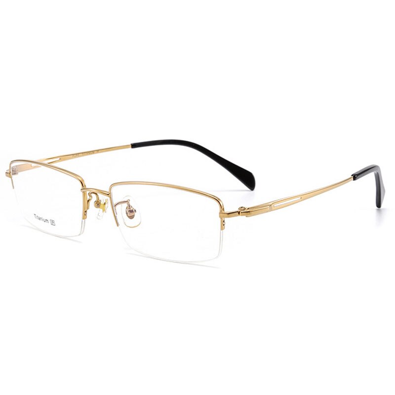 Hotochki Men's Semi Rim Titanium Frame Eyeglasses 8906 Semi Rim Hotochki Gold  