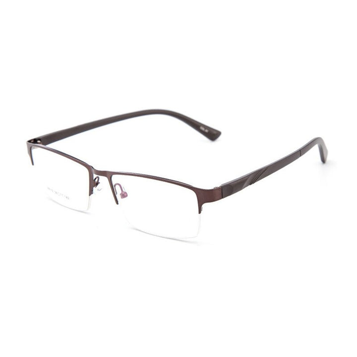 Hotochki Unisex Semi Rim Alloy Frame Eyeglasses 16019 Semi Rim Hotochki COFFEE  