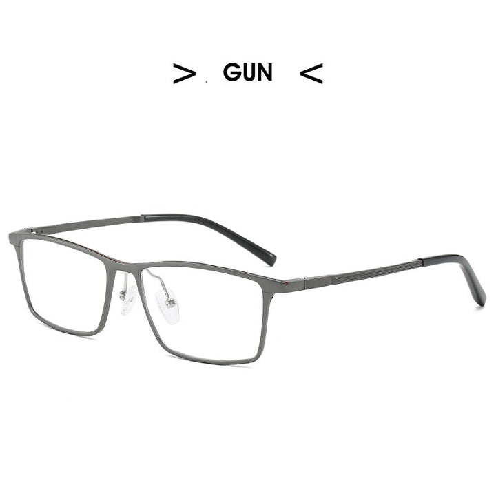 Hdcrafter Men's Full Rim Square Alloy Frame Eyeglasses P6308 Full Rim Hdcrafter Eyeglasses GUN  