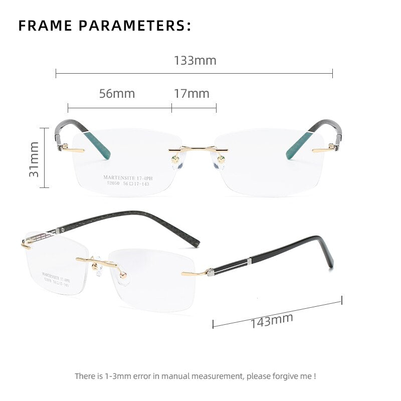 Shop Zirosat 52050 Square Rimless Eyeglasses - Stylish & Functional ...