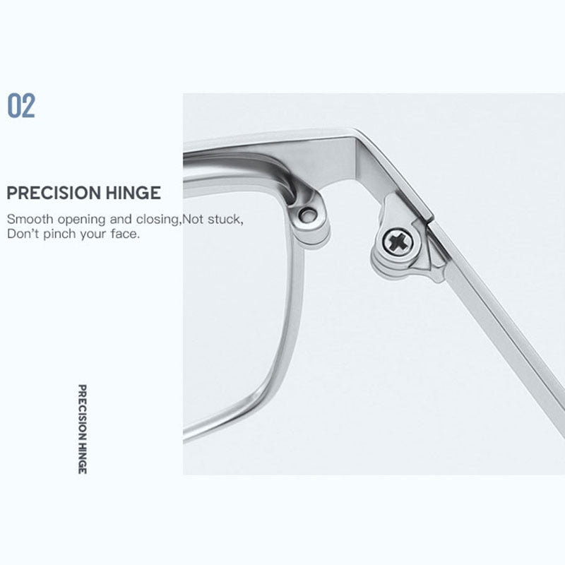 Hotony Unisex Full Rim Square Alloy Frame Anti Blue Light Reading Glasses 9013 Reading Glasses Hotony   