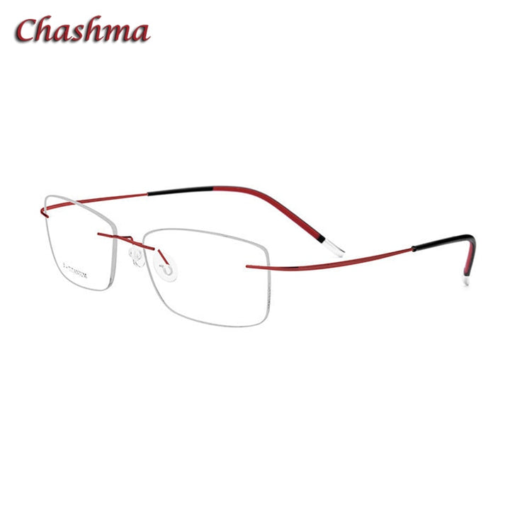 Chashma Ochki Unisex Rimless Square Titanium Eyeglasses 9609 Rimless Chashma Ochki Red  