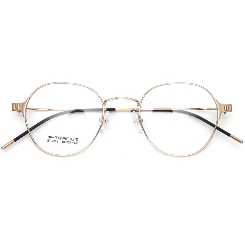 Muzz Men's Full Rim Round Square Titanium Frame Eyeglasses 9283 Full Rim Muzz Gold  
