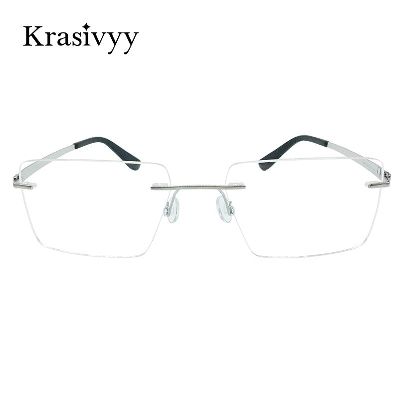 Krasivyy Men's  Rimless Square Screwless Titanium Eyeglasses Kr5016 Rimless Krasivyy   
