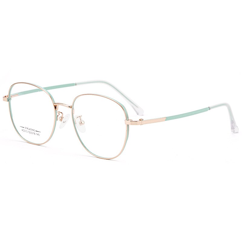 KatKani Unisex Full Rim Round IP Plated Alloy Frame Eyeglasses Ac013 Full Rim KatKani Eyeglasses Green Rose Gold  