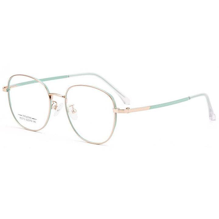 KatKani Unisex Full Rim Round IP Plated Alloy Frame Eyeglasses Ac013 Full Rim KatKani Eyeglasses Green Rose Gold  