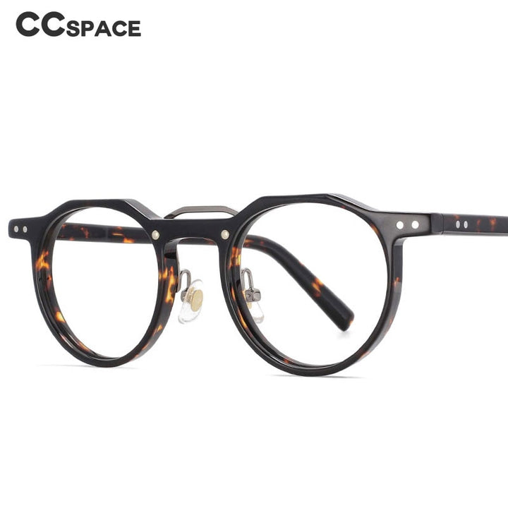 CCSpace Women's Full Rim Round Double Bridge Acetate Alloy Frame Eyeglasses 53894 Full Rim CCspace   