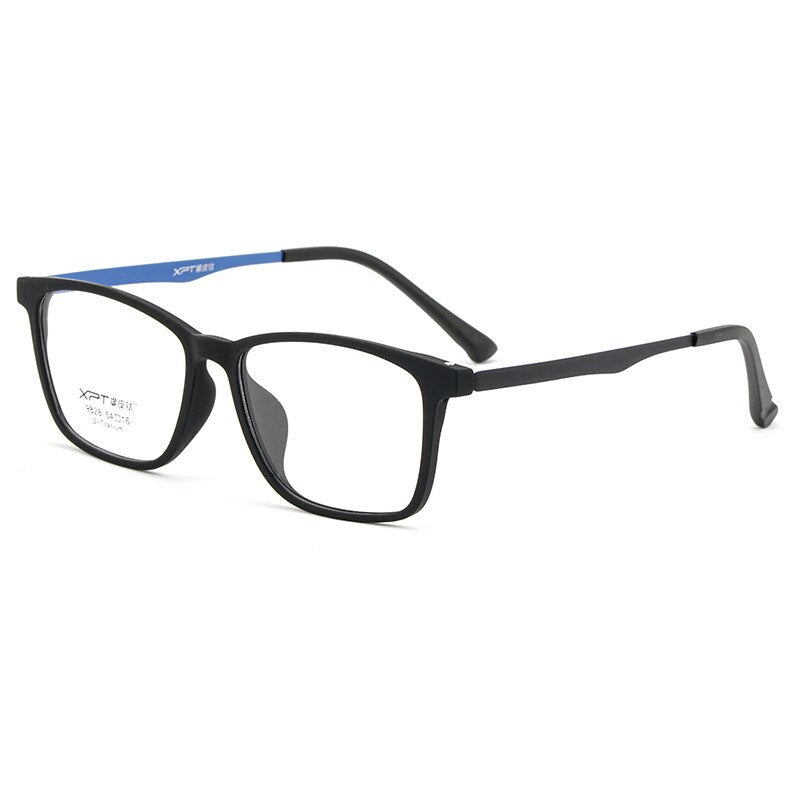KatKani Men's Full Rim TR 90 Resin β Titanium Frame Eyeglasses K9828 Full Rim KatKani Eyeglasses Black Light Blue  