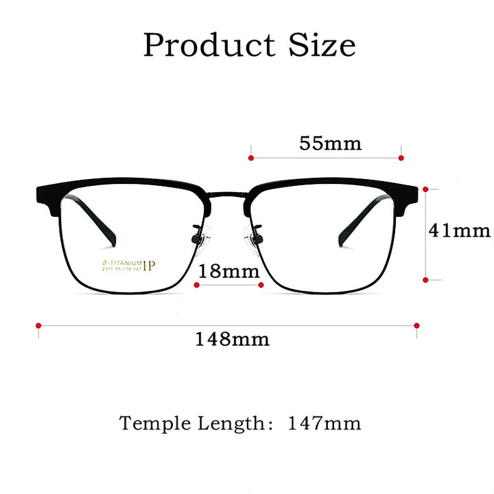 Yimaruili Men's Full Rim IP Plated β Titanium Square Frame Eyeglasses 2311YJ Full Rim Yimaruili Eyeglasses   